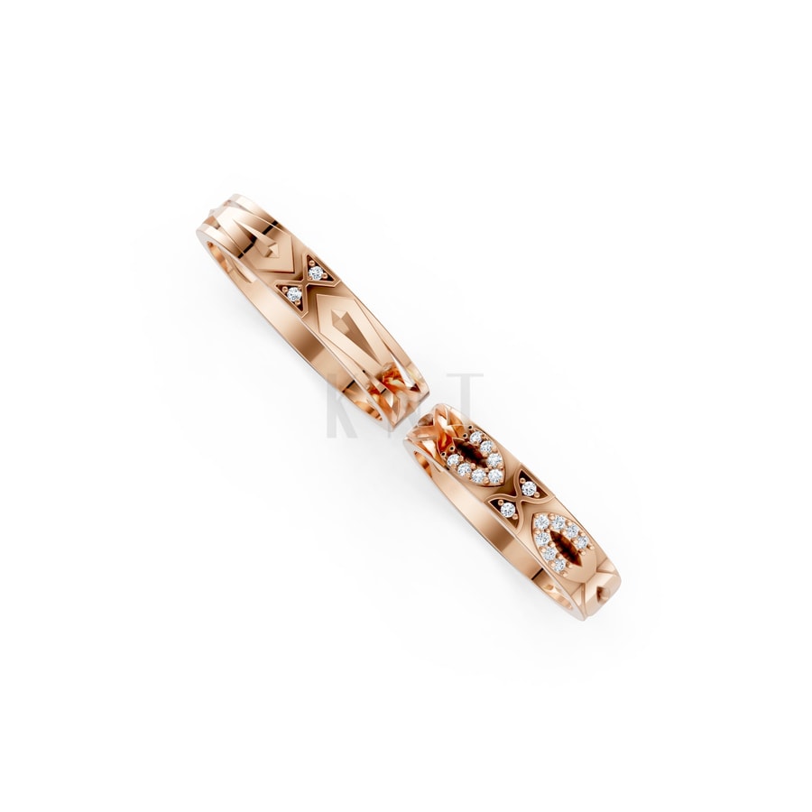 NHẪN CƯỚI K25 vàng hồng Rose Gold vàng đẹp, kiểu dáng trẻ trung, độc đáo