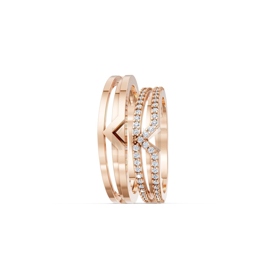 Nhẫn cưới K26 vàng hồng Rose Gold phong cách trẻ trung, nổi bật