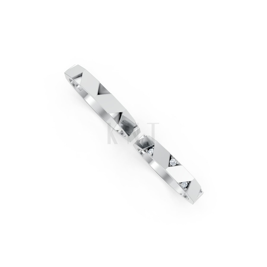 Nhẫn cưới K27 vàng trắng White Gold kiểu dáng cá tính, hiện đại