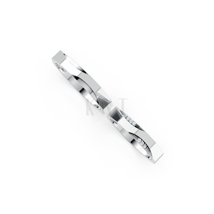 Nhẫn cưới K28 vàng trắng White Gold kiểu dáng cá tính, hiện đại