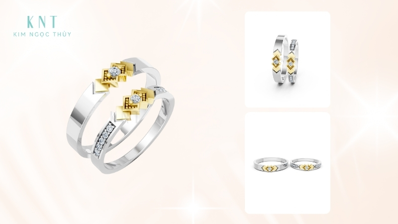 Nhẫn kết hợp giữa vàng vàng và vàng trắng