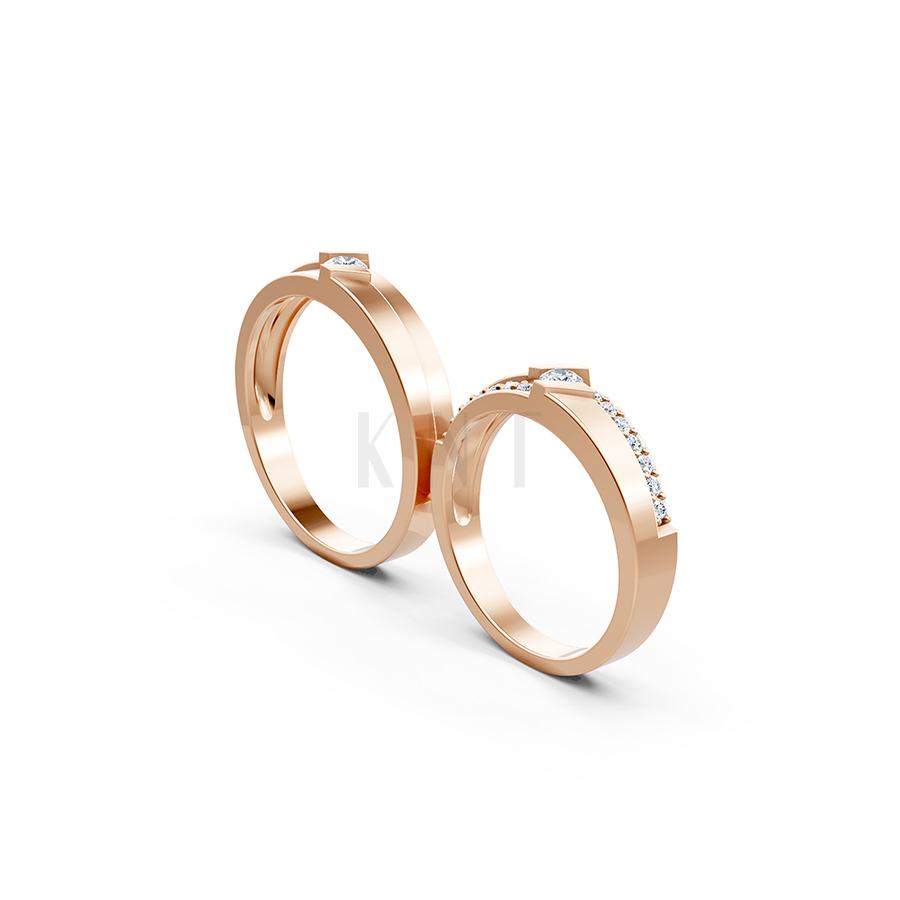 Nhẫn cưới S13 vàng hồng Rose Gold phong cách trẻ trung, nổi bật
