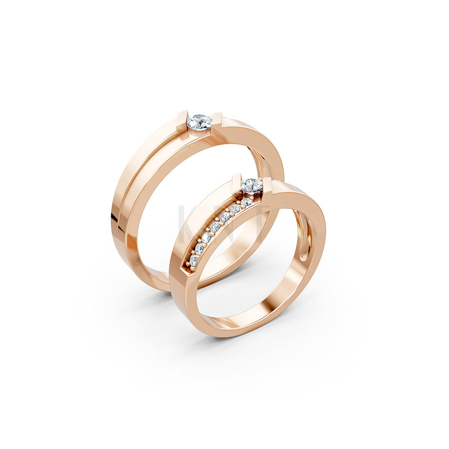 Nhẫn cưới S13 vàng hồng Rose Gold họa tiết ấn tượng, cá tính