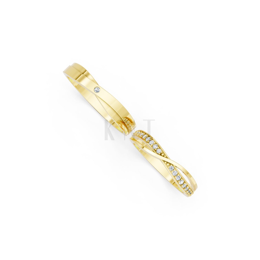 Nhẫn cưới S141 Vàng Gold thiết kế phá cách, sang trọng