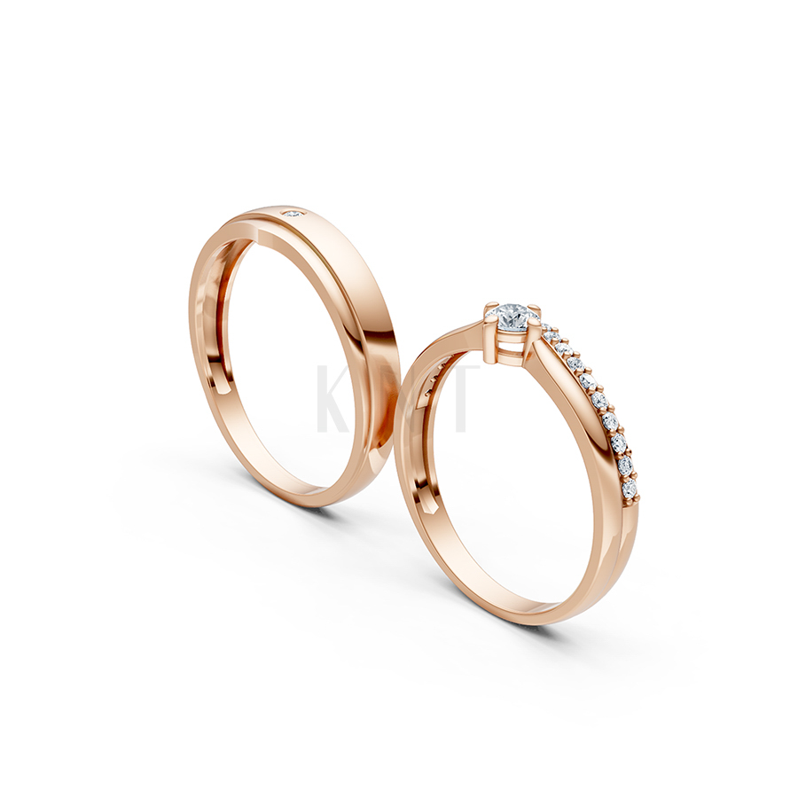 Nhẫn cưới S215 vàng hồng Rose Gold vàng đẹp, kiểu dáng trẻ trung, độc đáo