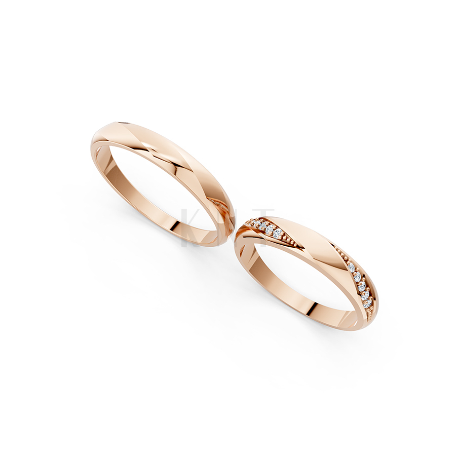 Nhẫn cưới S225 vàng hồng Rose Gold vàng đẹp, kiểu dáng trẻ trung, độc đáo
