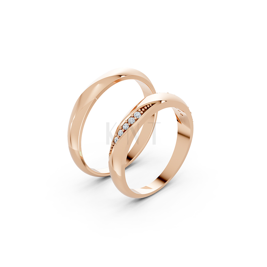 Nhẫn cưới S225 vàng hồng Rose Gold họa tiết ấn tượng, cá tính