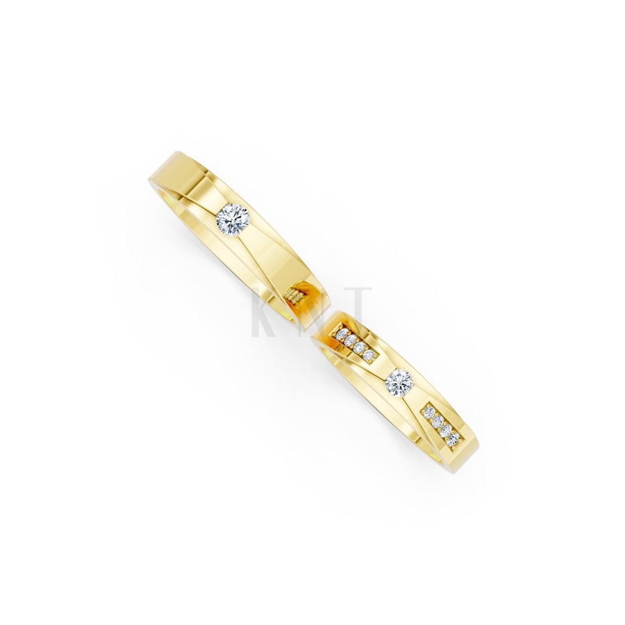 Nhẫn cưới S43 Vàng Gold vàng 10K/14K/18K/607 cao cấp, thanh lịch
