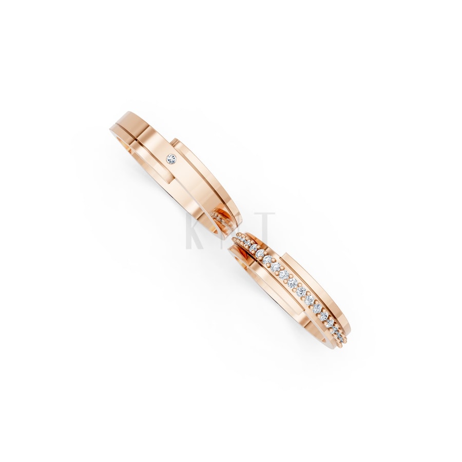 Nhẫn cưới S79 vàng hồng Rose Gold phong cách trẻ trung, nổi bật