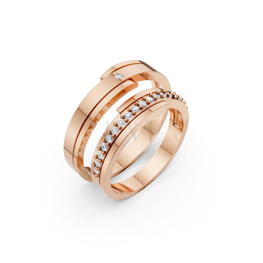 Nhẫn cưới S79 vàng hồng Rose Gold họa tiết ấn tượng, cá tính