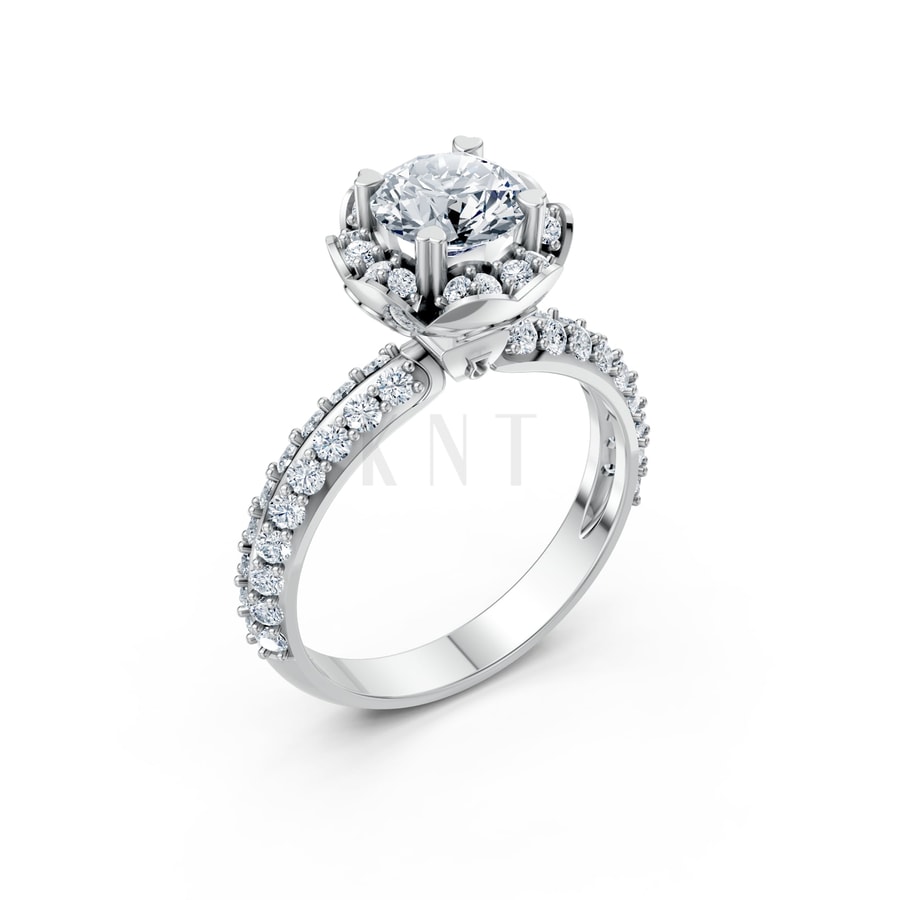 Nhẫn đính hôn Paris TBR16 vàng trắng White Gold kiểu dáng hiện đại, nổi bật