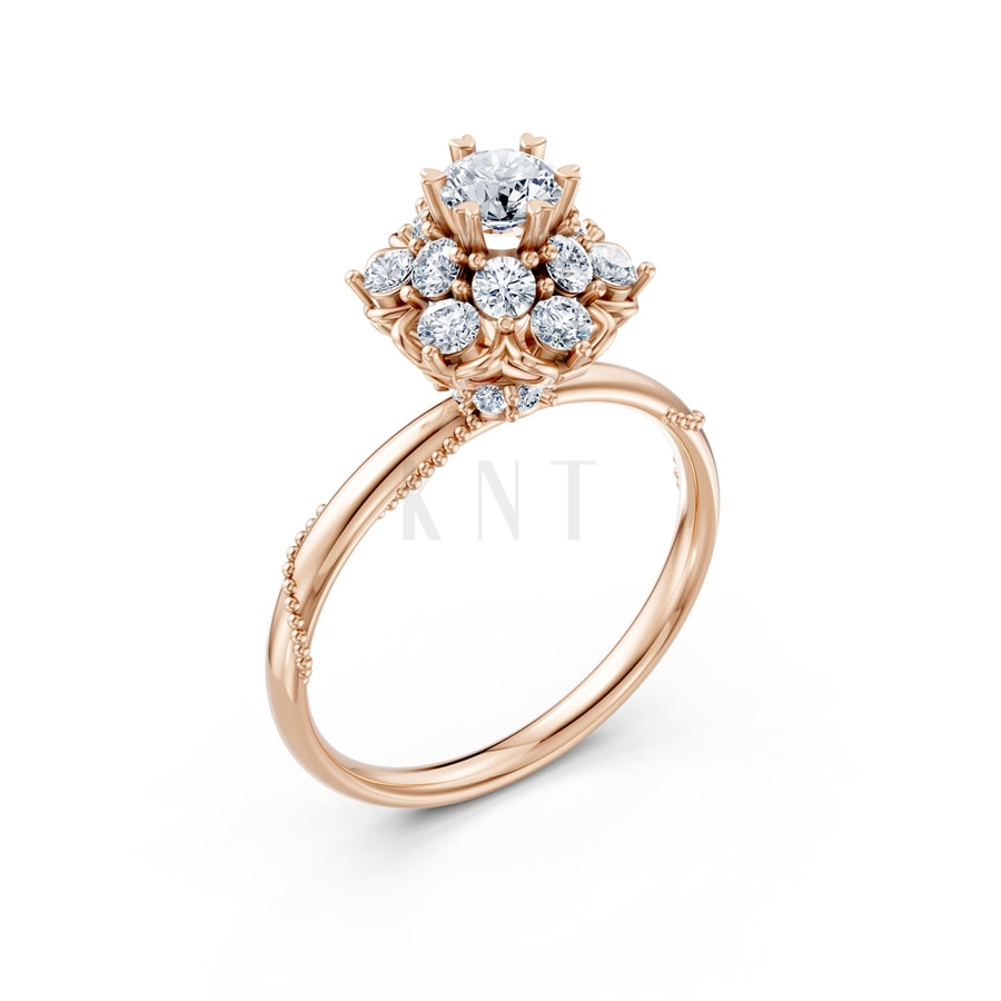 Nhẫn đính hôn Paris TBR19 vàng hồng Rose Gold họa tiết ấn tượng, cá tính