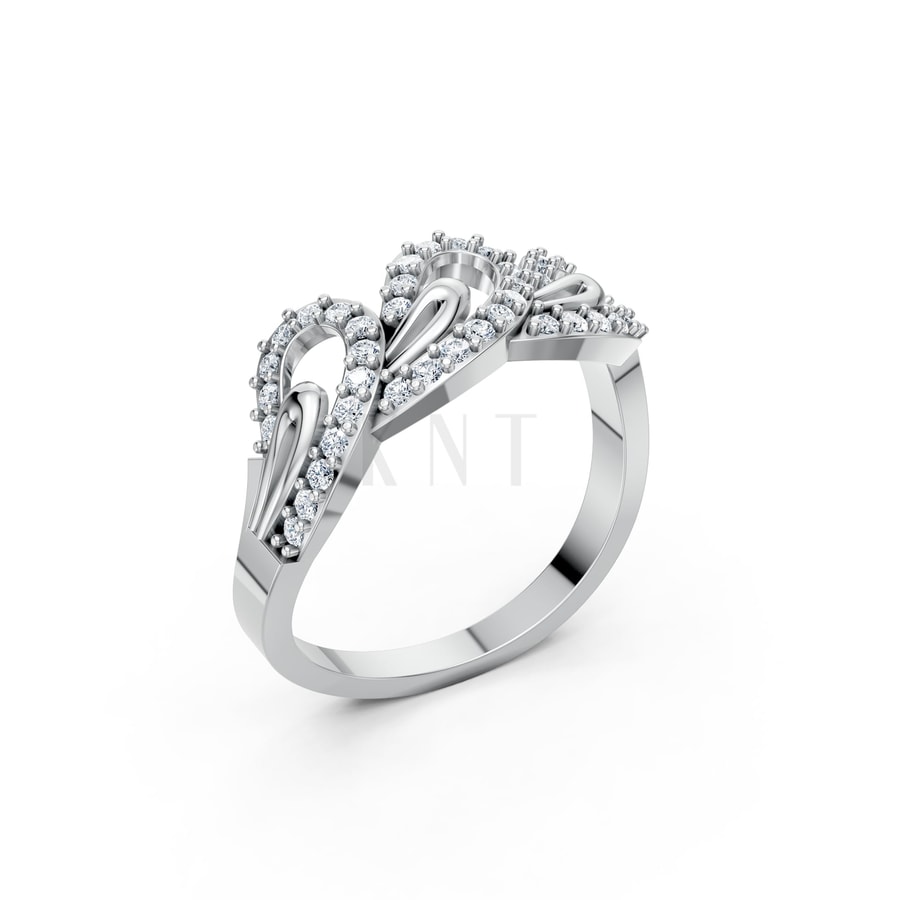 Nhẫn Nữ EURO Style RNN19 vàng trắng White Gold kiểu dáng hiện đại, nổi bật