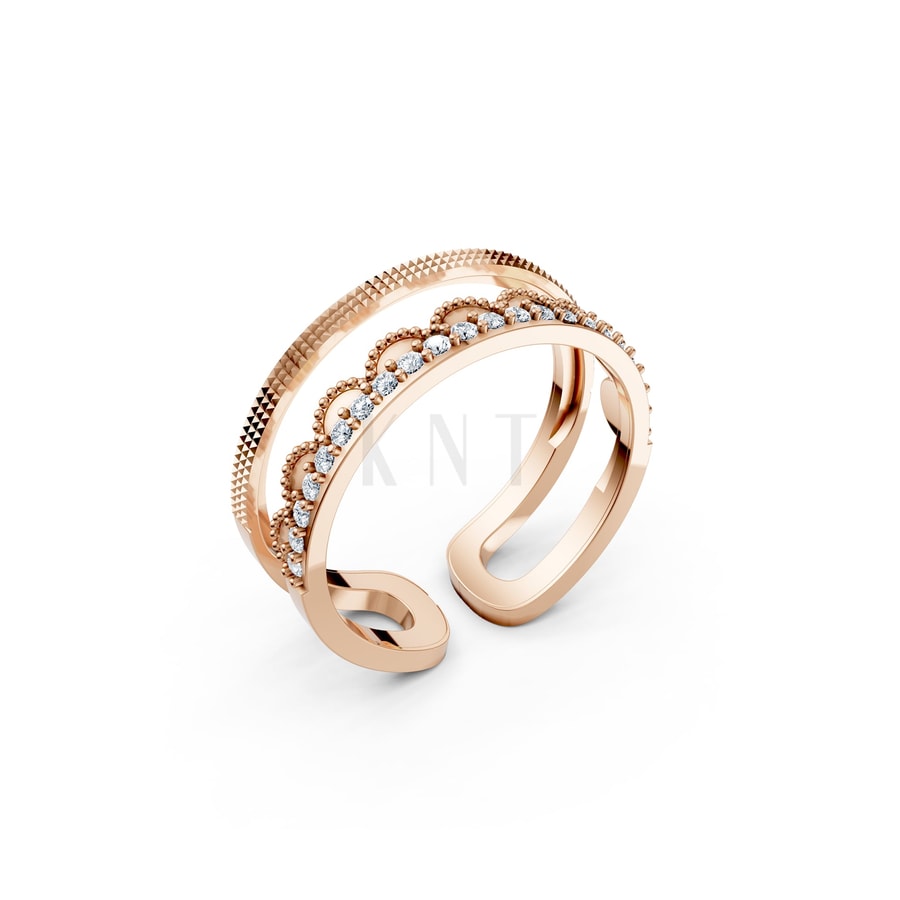 Nhẫn Nữ EURO Style RNN26 vàng hồng Rose Gold họa tiết ấn tượng, cá tính