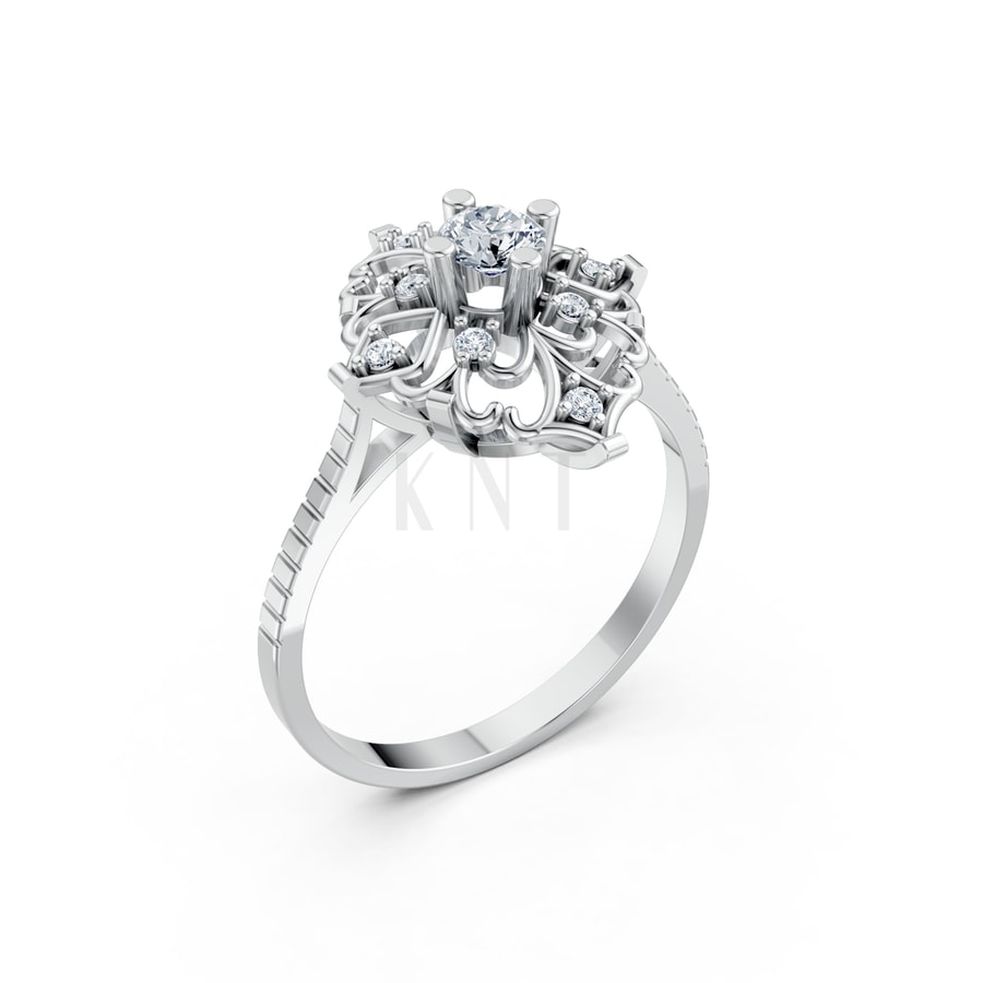 Nhẫn Nữ EURO Style RNN4 vàng trắng White Gold kiểu dáng hiện đại, nổi bật