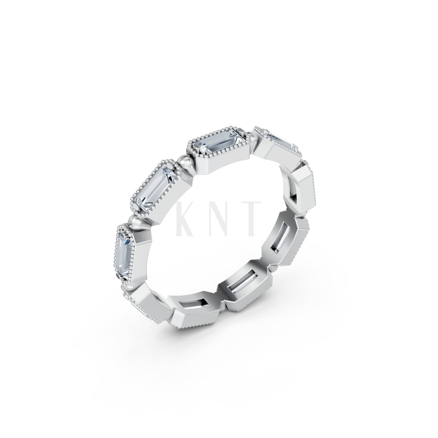 Nhẫn Vĩnh Cửu – RNN70 vàng trắng White Gold kiểu dáng hiện đại, nổi bật