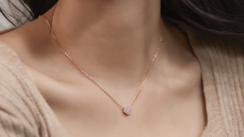 Dây chuyền vàng hồng 585 bản mảnh thanh lịch