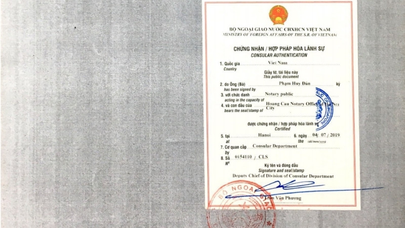 Chứng nhận Hợp pháp hoá lãnh sự