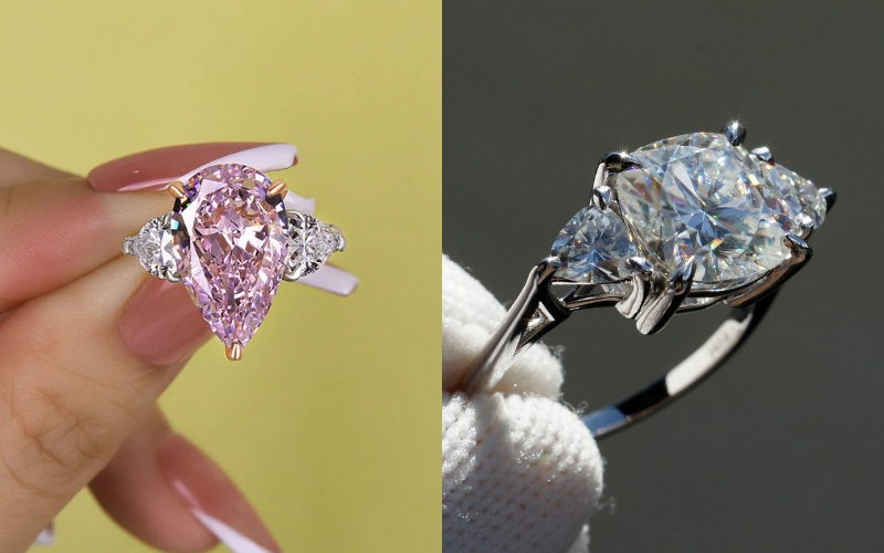 Kim cương Trilliant được sử dụng làm đá phụ trên nhẫn