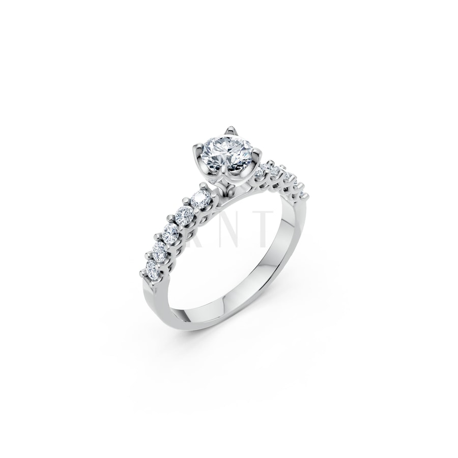 Nhẫn đính hôn đá cao cấp R258 vàng trắng White Gold kiểu dáng hiện đại, nổi bật