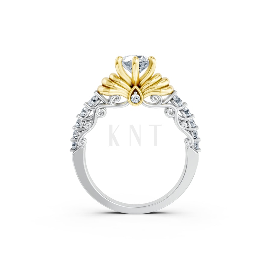 Nhẫn đính hôn đá cao cấp R418 – ADA phối màu Dual Color vàng đẹp, kiểu dáng trẻ trung, độc đáo