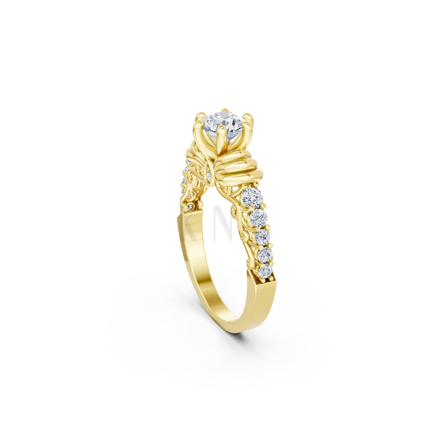 Nhẫn đính hôn đá cao cấp R418 – ADA Vàng Gold thiết kế phá cách, sang trọng