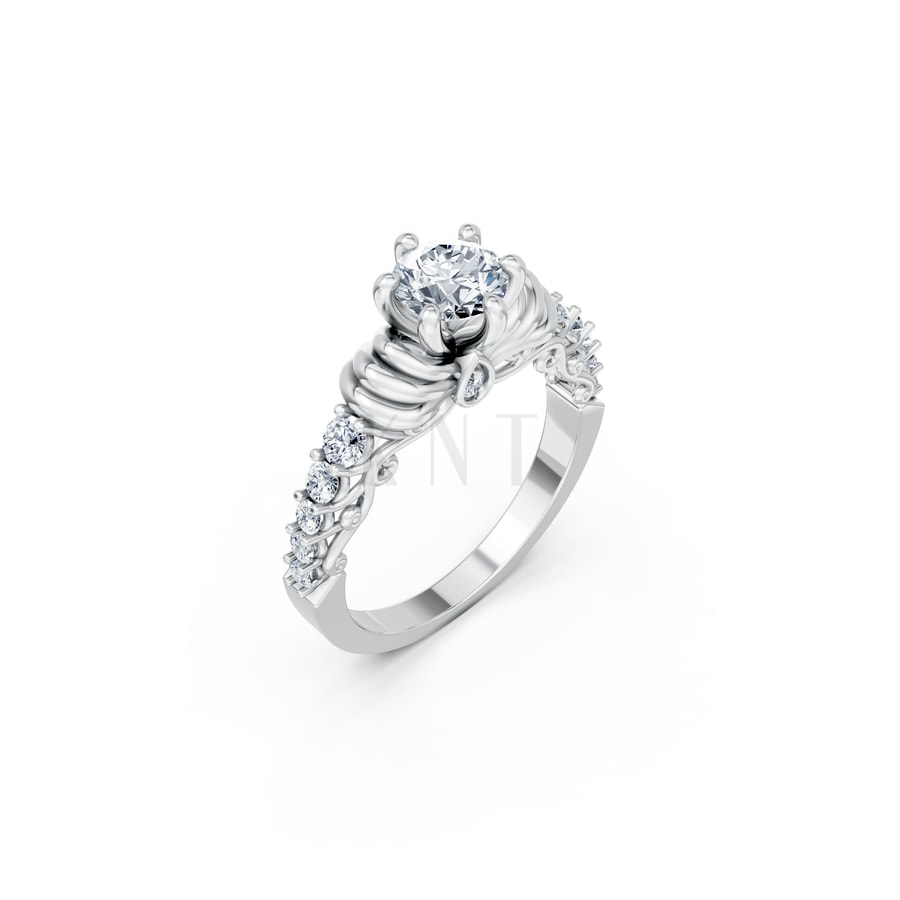 Nhẫn đính hôn đá cao cấp R418 – ADA vàng trắng White Gold kiểu dáng hiện đại, nổi bật