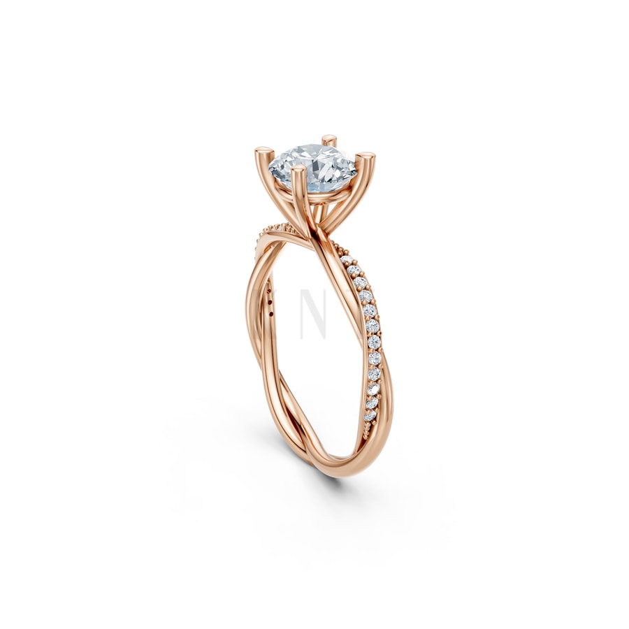 Nhẫn đính hôn đá Moissanite RM1 vàng hồng Rose Gold phong cách trẻ trung, nổi bật