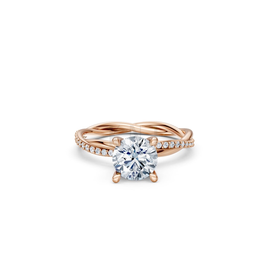 Nhẫn đính hôn đá Moissanite RM1 vàng hồng Rose Gold thiết kế đối xứng, phong cách, ấn tượng