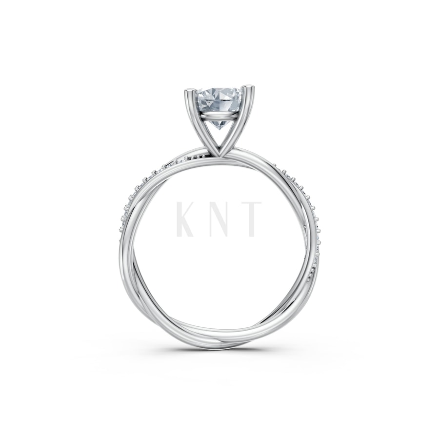 Nhẫn đính hôn đá Moissanite RM1 vàng trắng White Gold kiểu dáng cá tính, hiện đại
