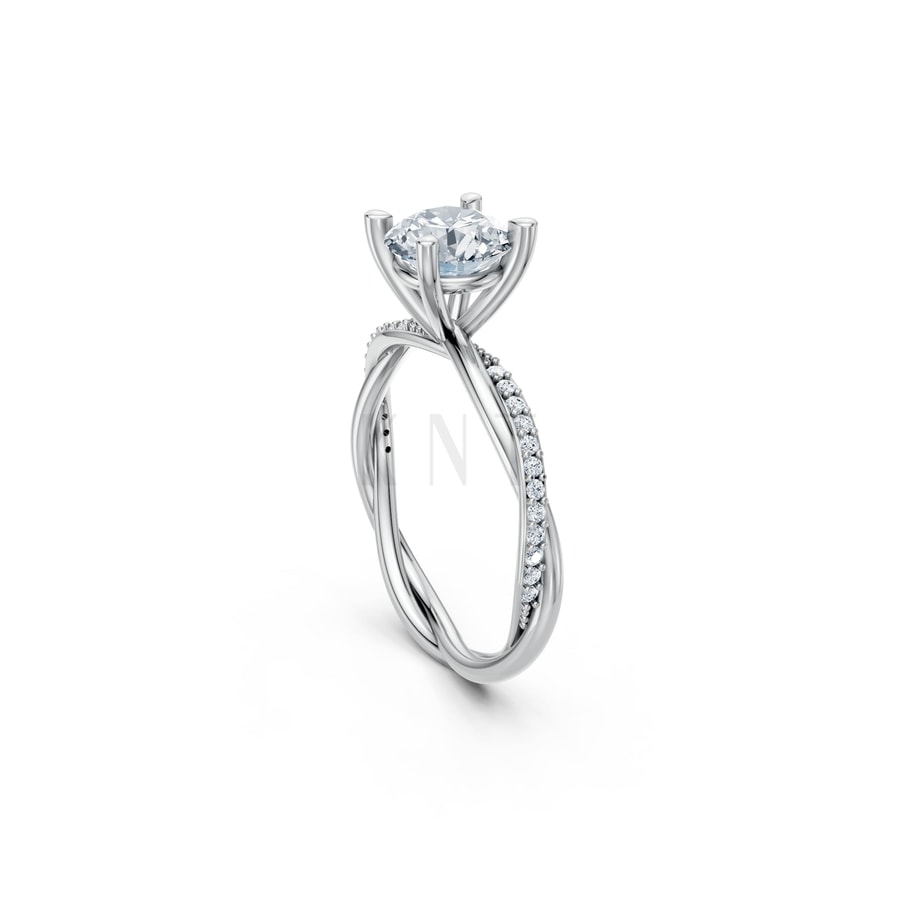 Nhẫn đính hôn đá Moissanite RM1 vàng trắng White Gold vàng sáng, đường nét sắc sảo, tinh tế