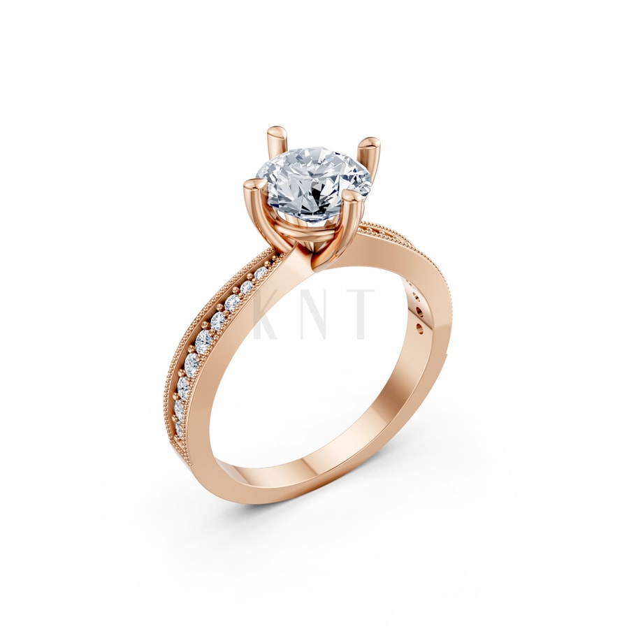 Nhẫn đính hôn đá Moissanite RM10 – ARDEN vàng hồng Rose Gold họa tiết ấn tượng, cá tính