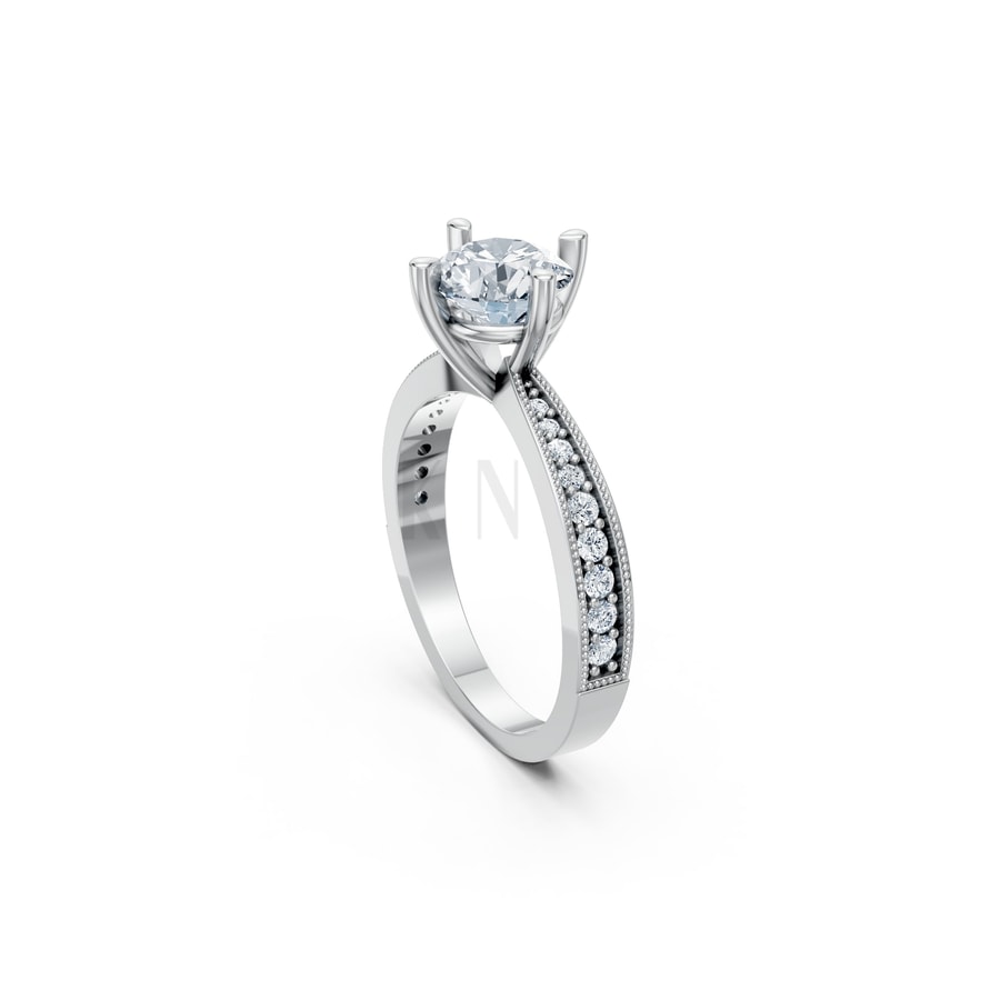 Nhẫn đính hôn đá Moissanite RM10 – ARDEN vàng trắng White Gold vàng sáng, đường nét sắc sảo, tinh tế