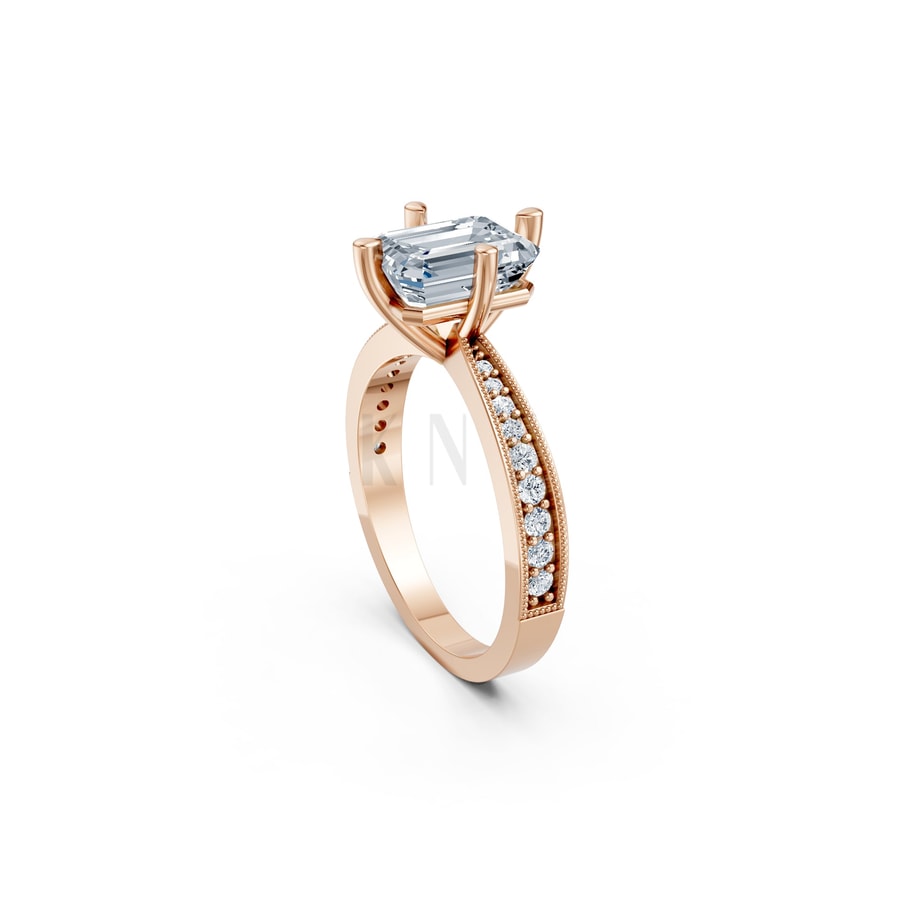 Nhẫn đính hôn đá Moissanite RM11 – ARABELLA vàng hồng Rose Gold phong cách trẻ trung, nổi bật