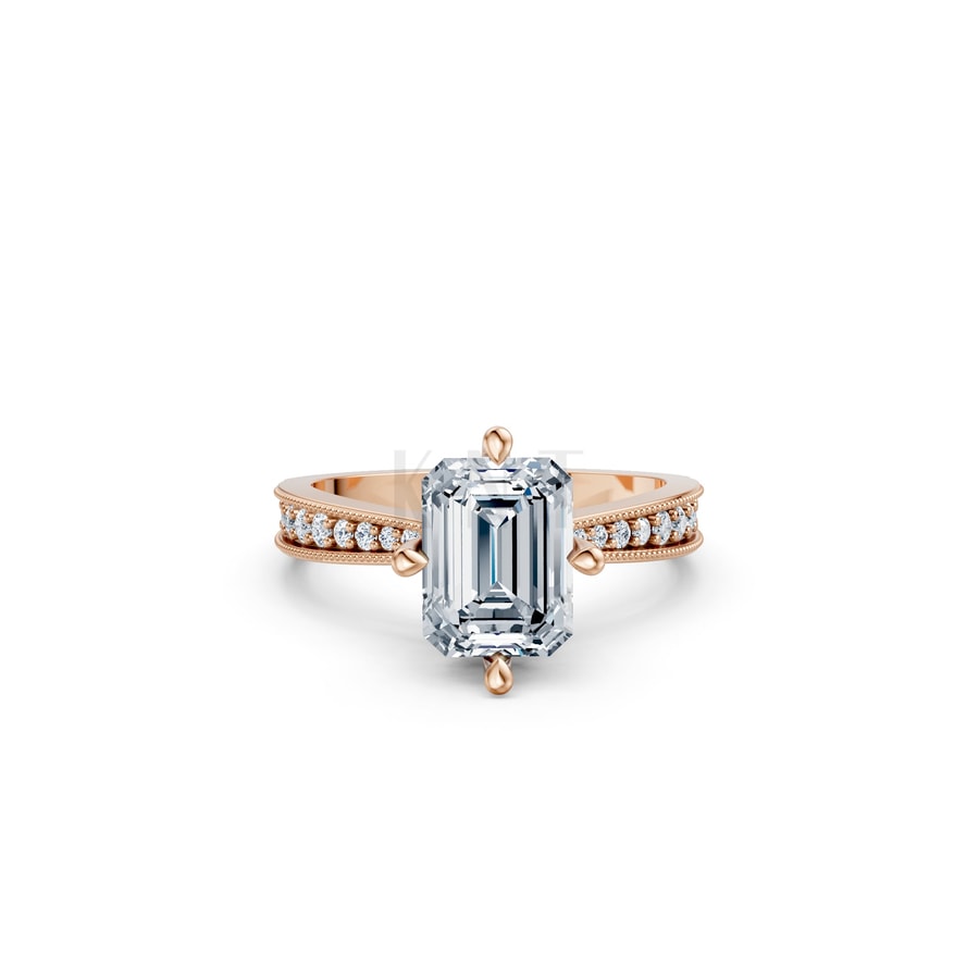 Nhẫn đính hôn đá Moissanite RM11 – ARABELLA vàng hồng Rose Gold thiết kế đối xứng, phong cách, ấn tượng
