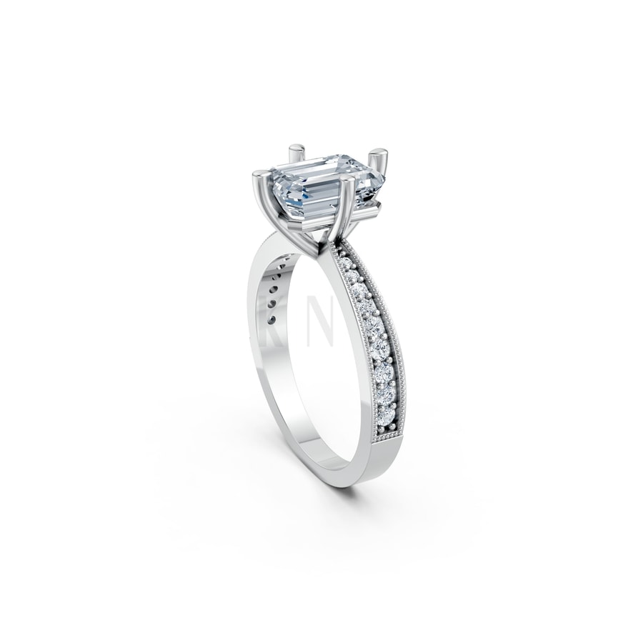 Nhẫn đính hôn đá Moissanite RM11 – ARABELLA vàng trắng White Gold kiểu dáng cá tính, hiện đại