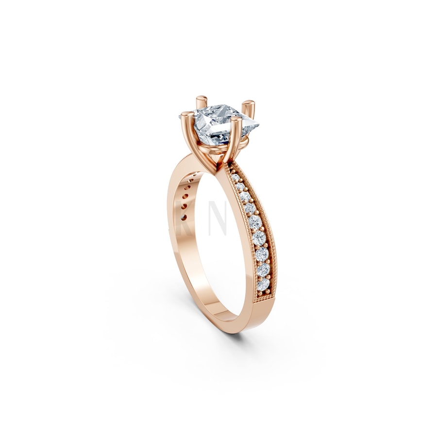 Nhẫn đính hôn đá Moissanite RM12 – ARYA vàng hồng Rose Gold phong cách trẻ trung, nổi bật