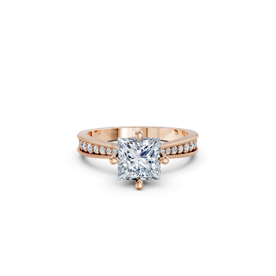 Nhẫn đính hôn đá Moissanite RM12 – ARYA vàng hồng Rose Gold thiết kế đối xứng, phong cách, ấn tượng