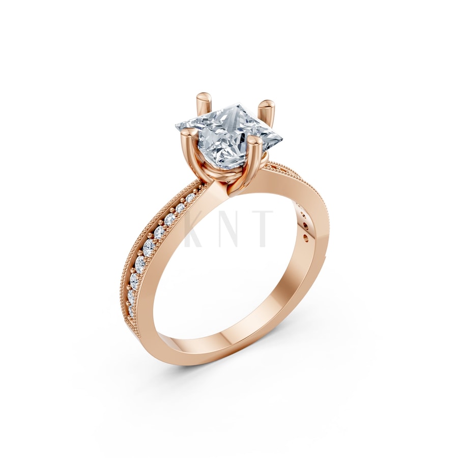 Nhẫn đính hôn đá Moissanite RM12 – ARYA vàng hồng Rose Gold họa tiết ấn tượng, cá tính