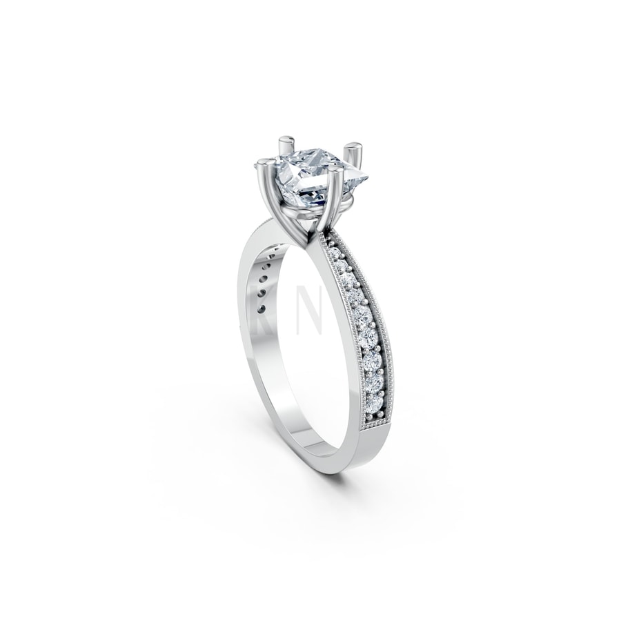 Nhẫn đính hôn đá Moissanite RM12 – ARYA vàng trắng White Gold vàng sáng, đường nét sắc sảo, tinh tế