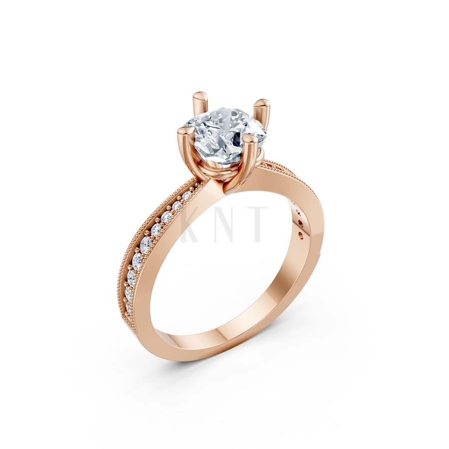 Nhẫn đính hôn đá Moissanite RM13 – ARIYA vàng hồng Rose Gold họa tiết ấn tượng, cá tính