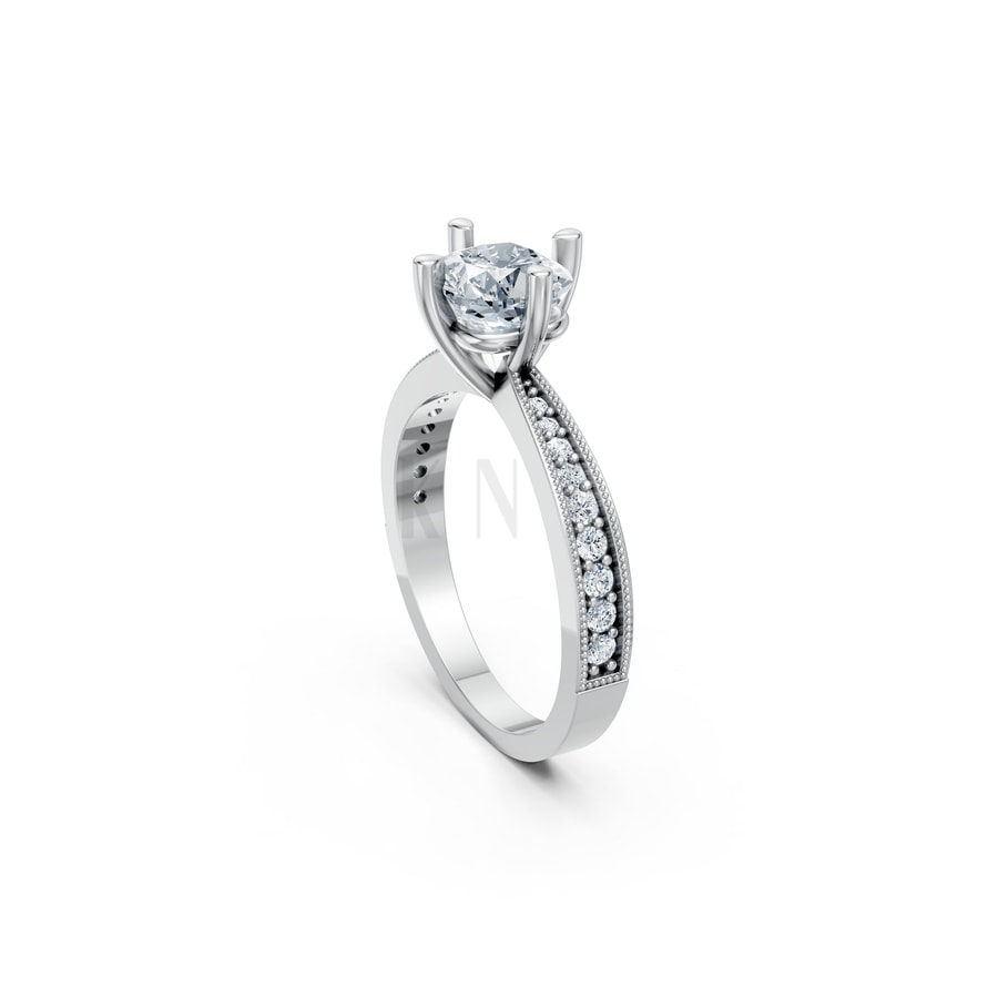 Nhẫn đính hôn đá Moissanite RM13 – ARIYA vàng trắng White Gold kiểu dáng cá tính, hiện đại