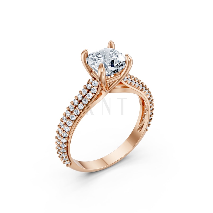 Nhẫn đính hôn đá Moissanite RM15 – ALEXA vàng hồng Rose Gold họa tiết ấn tượng, cá tính