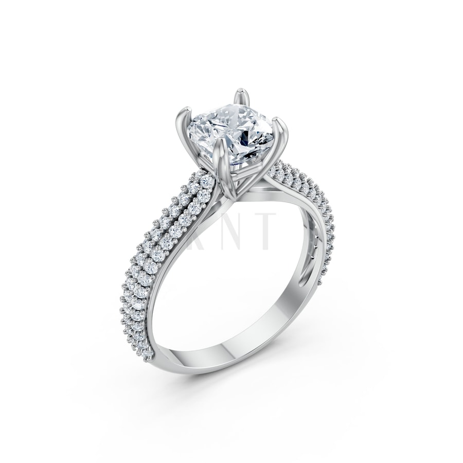 Nhẫn đính hôn đá Moissanite RM15 – ALEXA vàng trắng White Gold kiểu dáng hiện đại, nổi bật