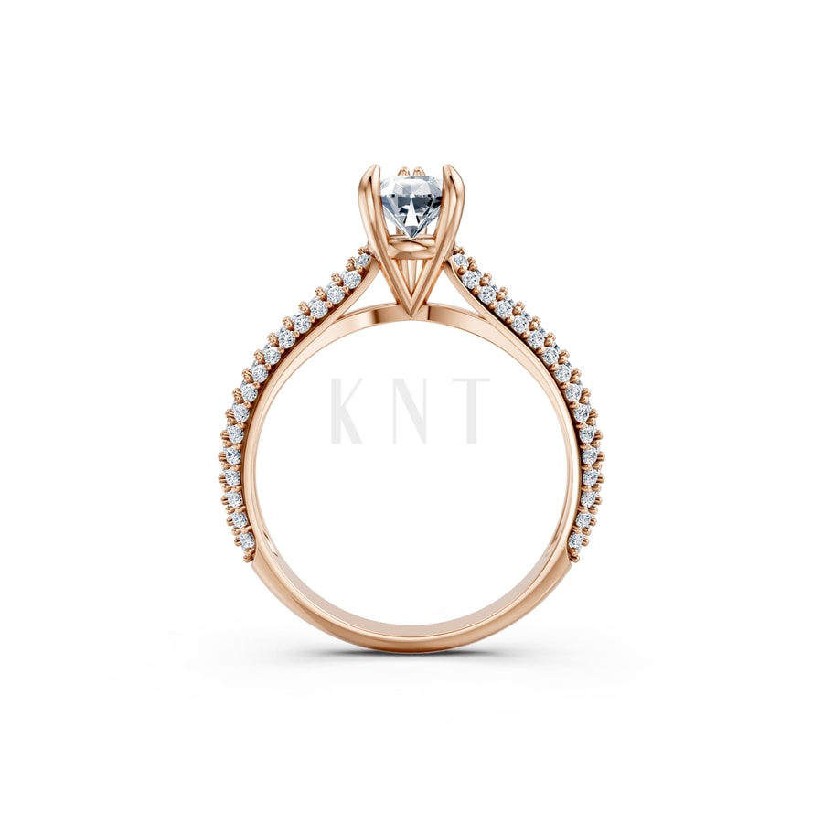 Nhẫn đính hôn đá Moissanite RM16 – AISHA vàng hồng Rose Gold thiết kế đối xứng, phong cách, ấn tượng