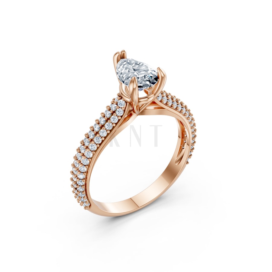 Nhẫn đính hôn đá Moissanite RM16 – AISHA vàng hồng Rose Gold họa tiết ấn tượng, cá tính