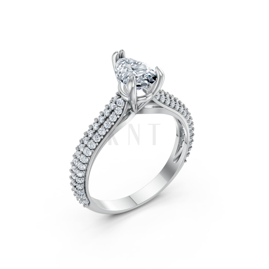 Nhẫn đính hôn đá Moissanite RM16 – AISHA vàng trắng White Gold kiểu dáng hiện đại, nổi bật