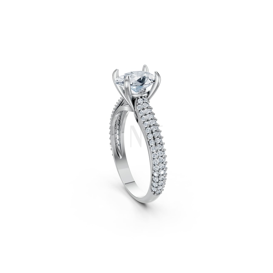 Nhẫn đính hôn đá Moissanite RM17 – ARI vàng trắng White Gold vàng sáng, đường nét sắc sảo, tinh tế