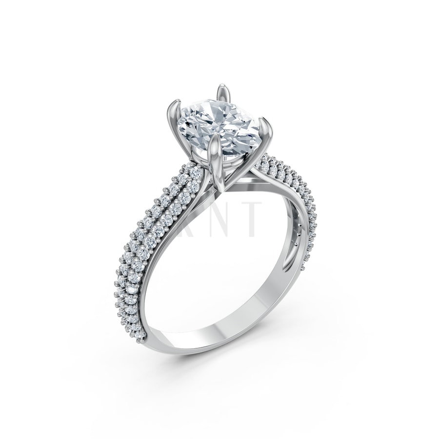 Nhẫn đính hôn đá Moissanite RM17 – ARI vàng trắng White Gold kiểu dáng hiện đại, nổi bật