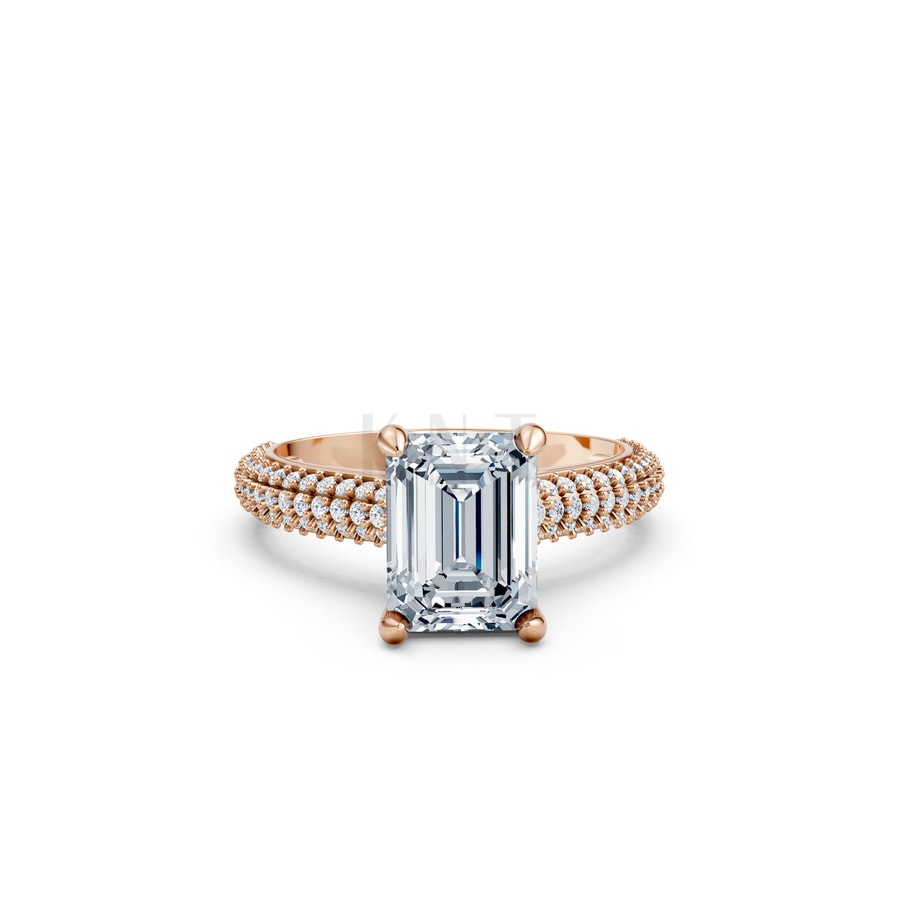 Nhẫn đính hôn đá Moissanite RM18 – ANYA vàng hồng Rose Gold thiết kế đối xứng, phong cách, ấn tượng